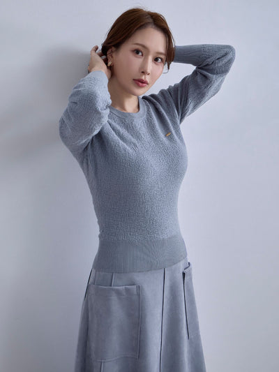 [12/11 22:00発売 期間限定 300円OFF]ジャカードラメニット：ブルーグレー[102サイズ対応]