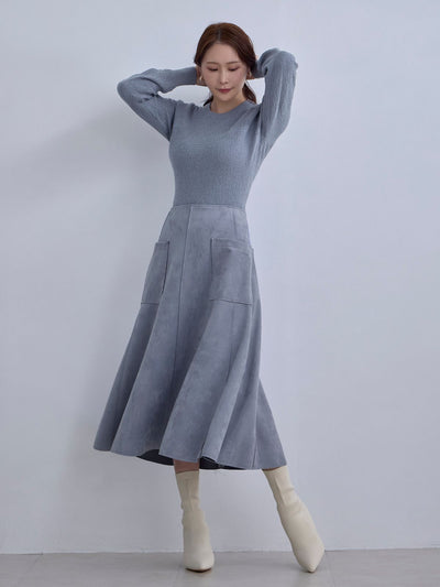 [12/11 22:00発売 期間限定 300円OFF]ジャカードラメニット：ブルーグレー[102サイズ対応]