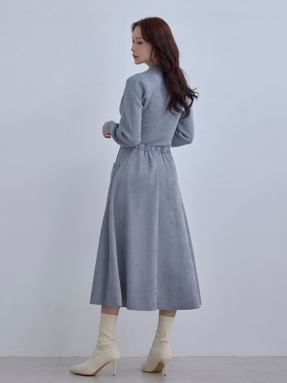 [12/11 22:00発売 期間限定 300円OFF]ジャカードラメニット：ブルーグレー[102サイズ対応]