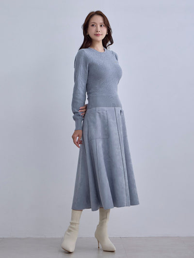 [12/11 22:00発売 期間限定 300円OFF]ジャカードラメニット：ブルーグレー[102サイズ対応]