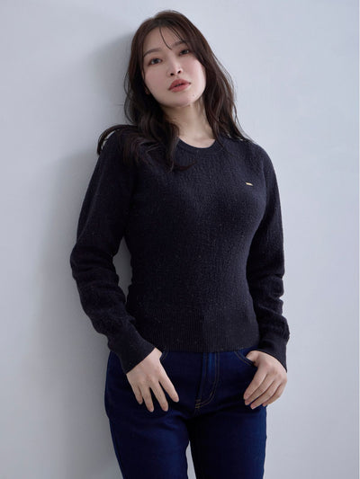 [12/11 22:00発売 期間限定 300円OFF]ジャカードラメニット：ネイビー[102サイズ対応]