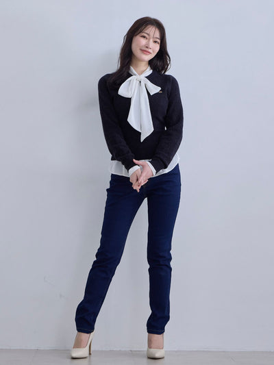 [12/11 22:00発売 期間限定 300円OFF]ジャカードラメニット：ネイビー[102サイズ対応]