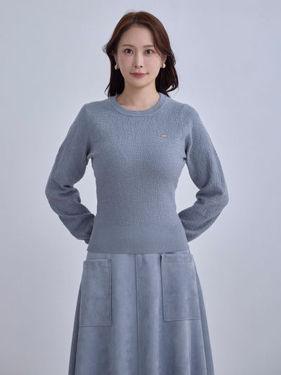 [12/11 22:00発売 期間限定 300円OFF]ジャカードラメニット：オフホワイト[102サイズ対応]