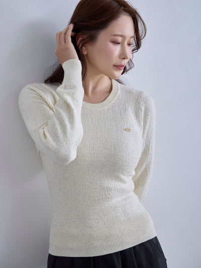 [12/11 22:00発売 期間限定 300円OFF]ジャカードラメニット：オフホワイト[102サイズ対応]