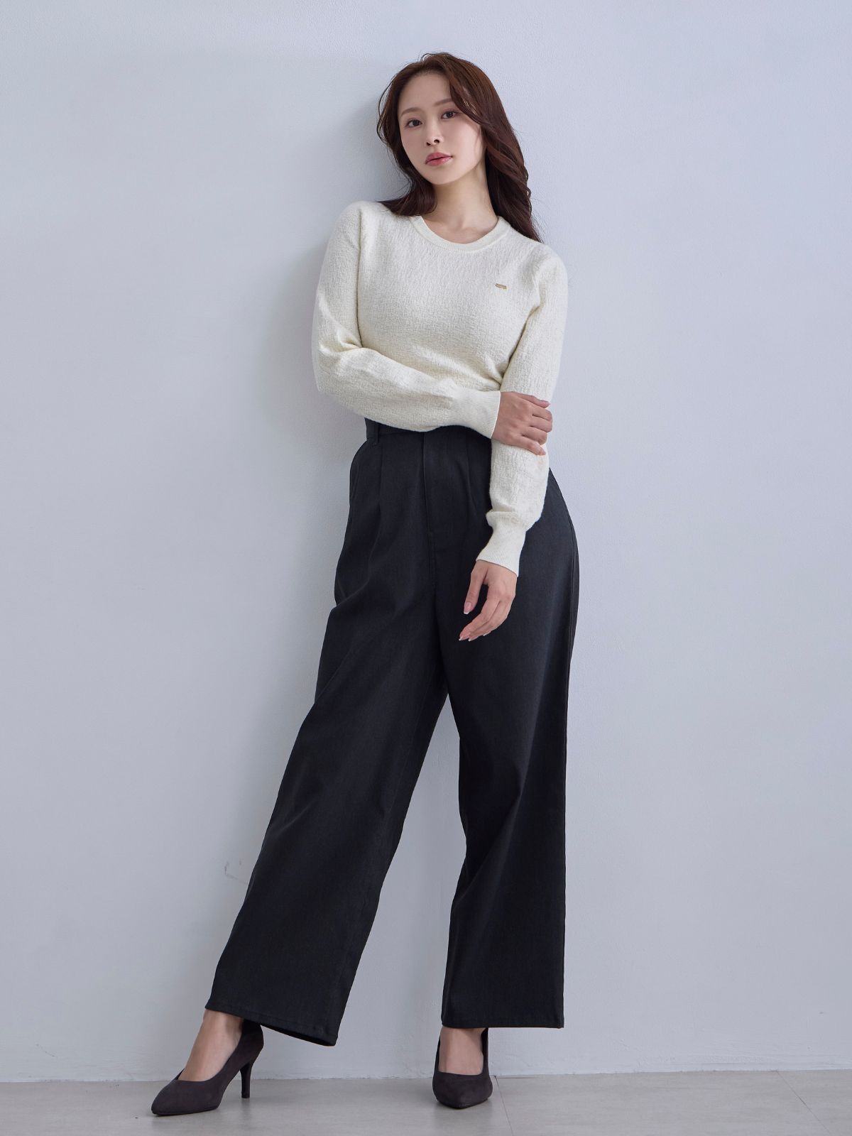 [12/11 22:00発売 期間限定 300円OFF]ジャカードラメニット：オフホワイト[102サイズ対応]