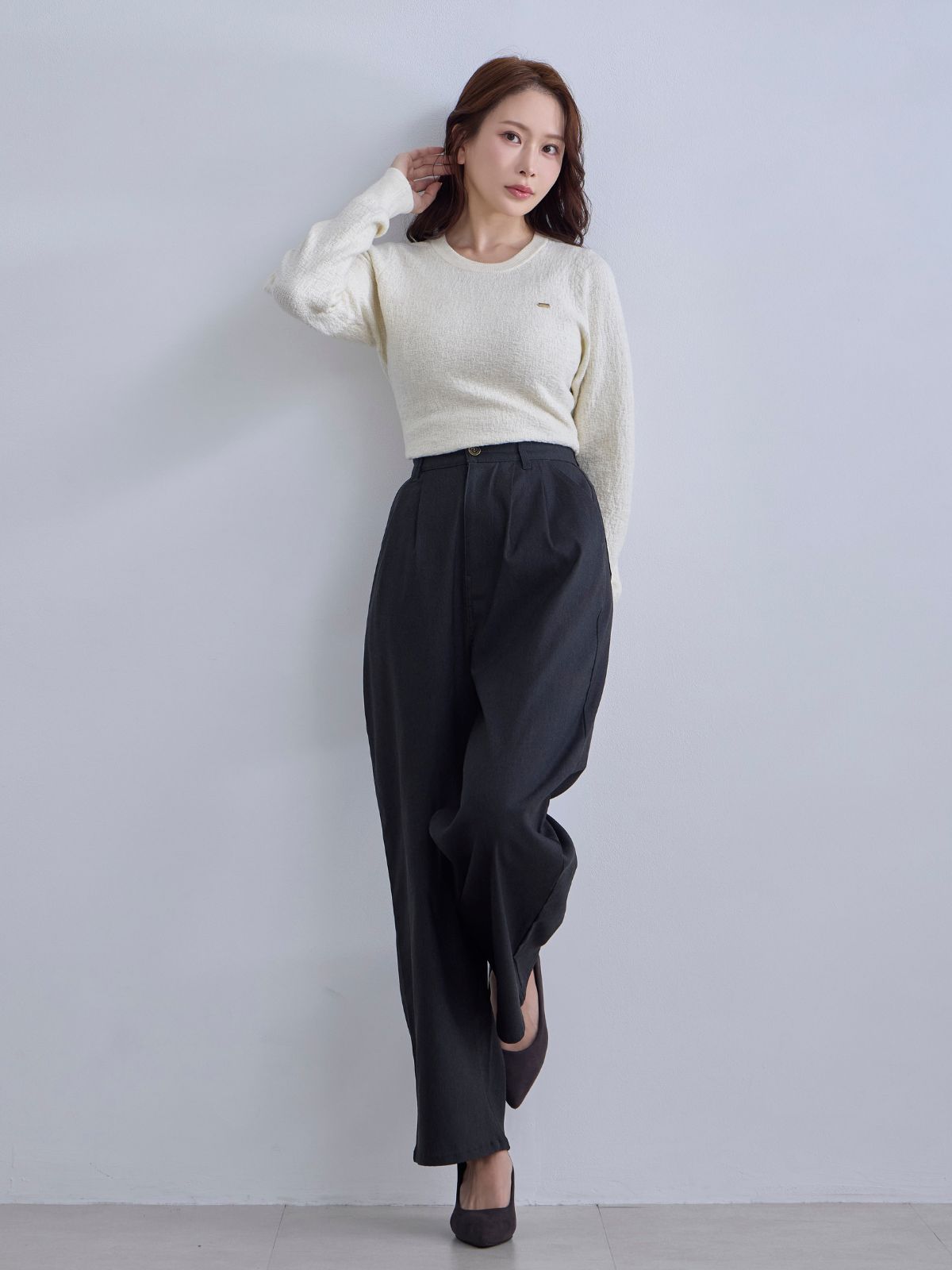 [12/11 22:00発売 期間限定 300円OFF]ジャカードラメニット：オフホワイト[102サイズ対応]