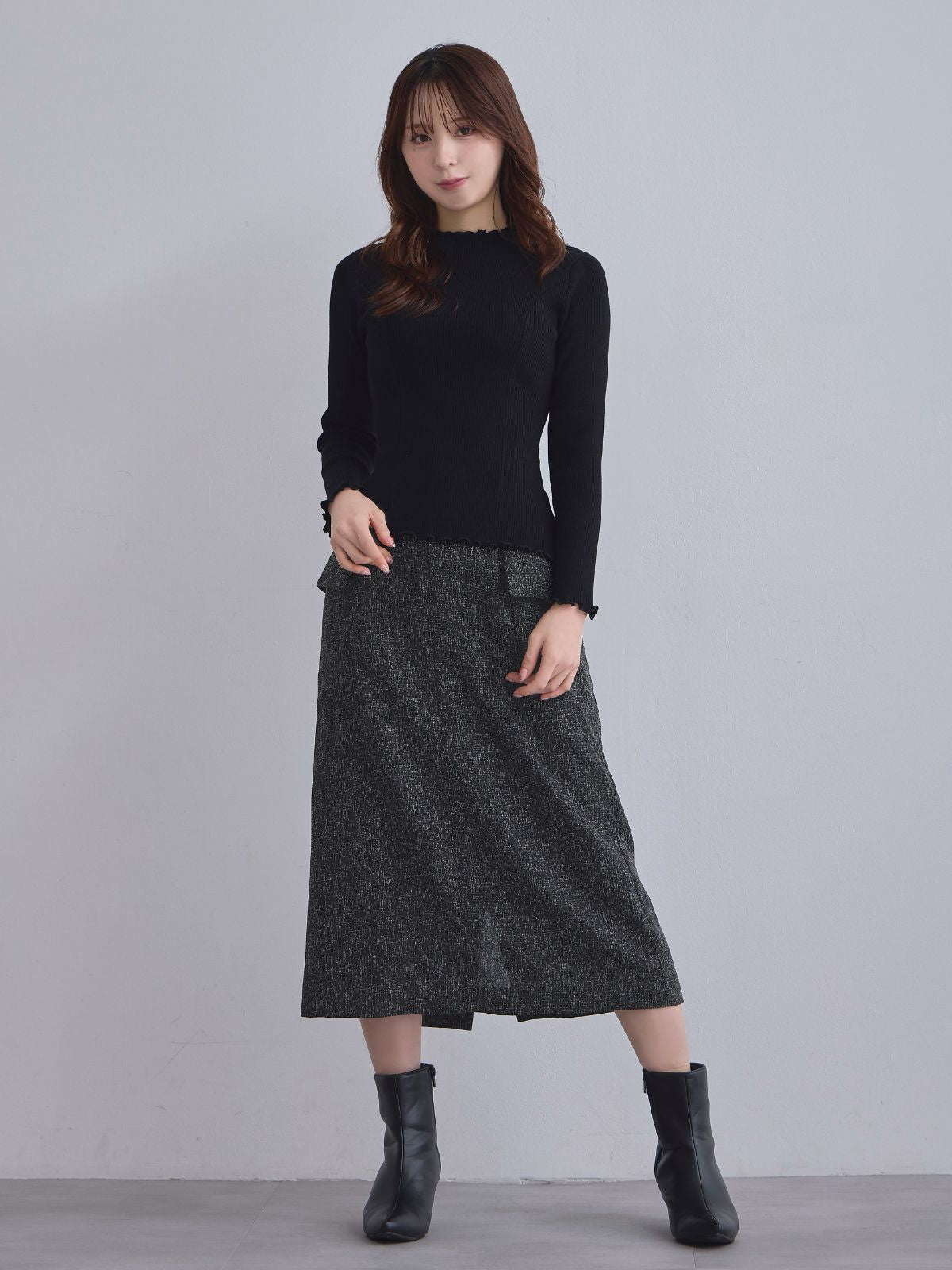 [11/27 22:00発売]メローパネルニット：ブラック[102サイズ対応/入荷次第発送]