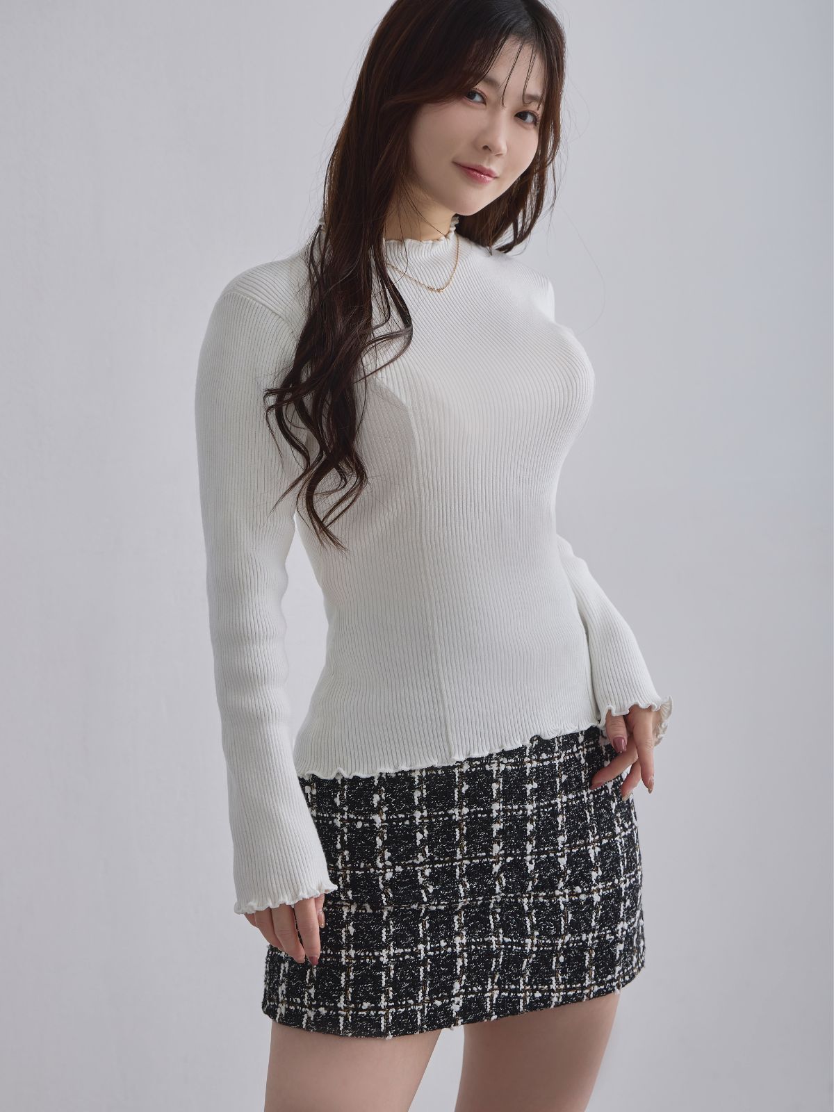 [11/27 22:00発売]メローパネルニット：ホワイト[102サイズ対応/入荷次第発送]