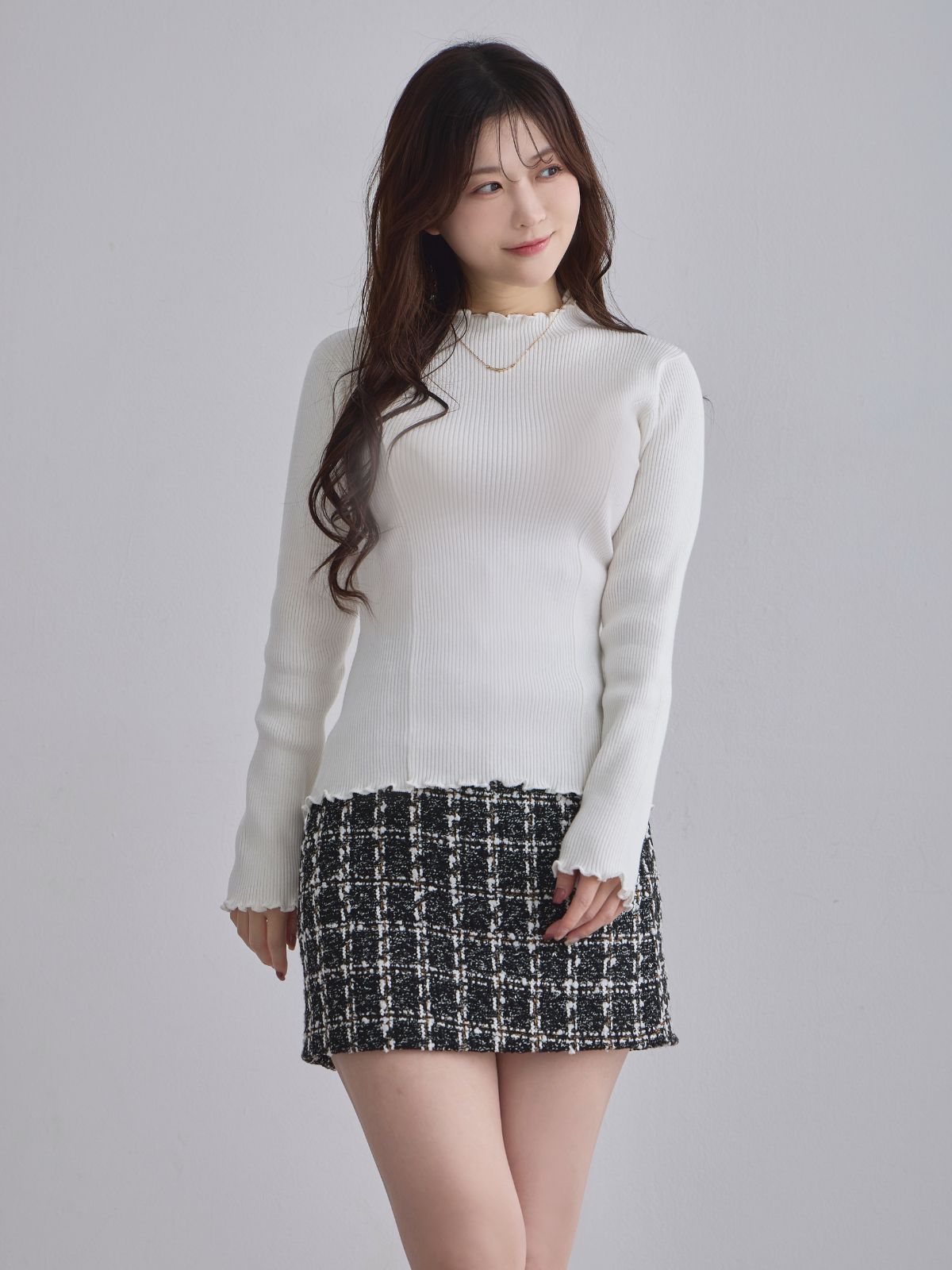 [11/27 22:00発売]メローパネルニット：ホワイト[102サイズ対応/入荷次第発送]