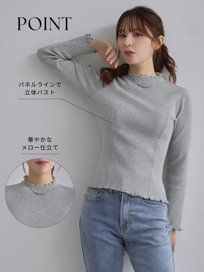 [11/27 22:00発売]メローパネルニット：メランジグレー[102サイズ対応/入荷次第発送]