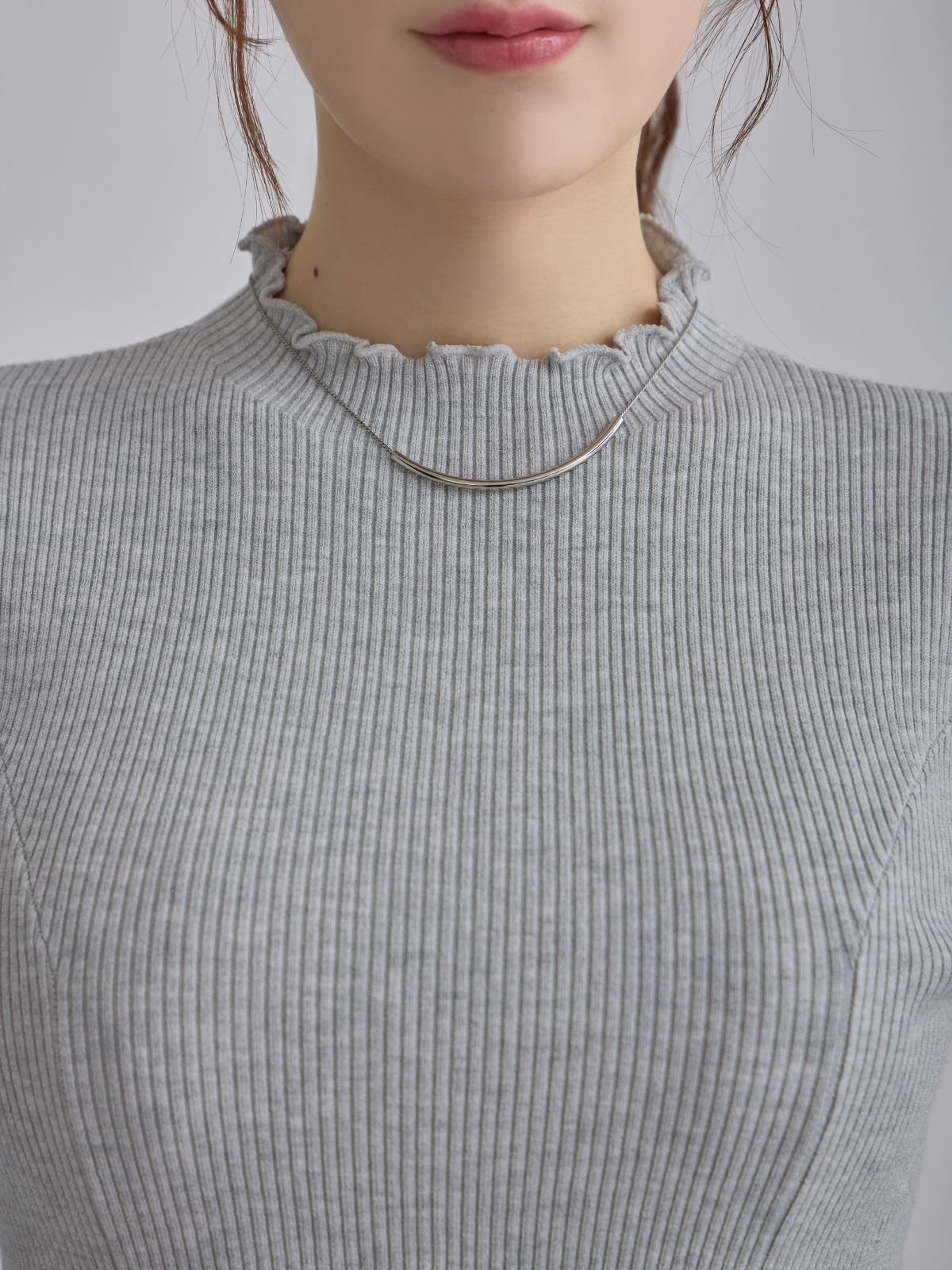 [11/27 22:00発売]メローパネルニット：メランジグレー[102サイズ対応/入荷次第発送]