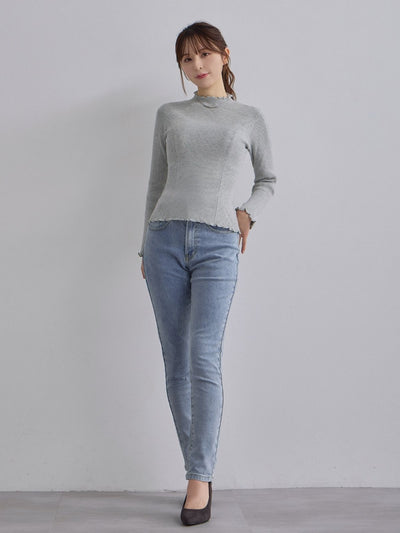 [11/27 22:00発売]メローパネルニット：メランジグレー[102サイズ対応/入荷次第発送]