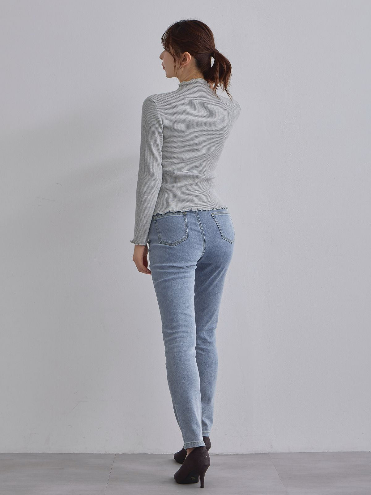 [11/27 22:00発売]メローパネルニット：メランジグレー[102サイズ対応/入荷次第発送]