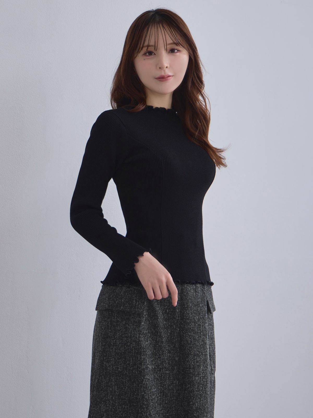 [11/27 22:00発売]メローパネルニット：ブラック[102サイズ対応/入荷次第発送]