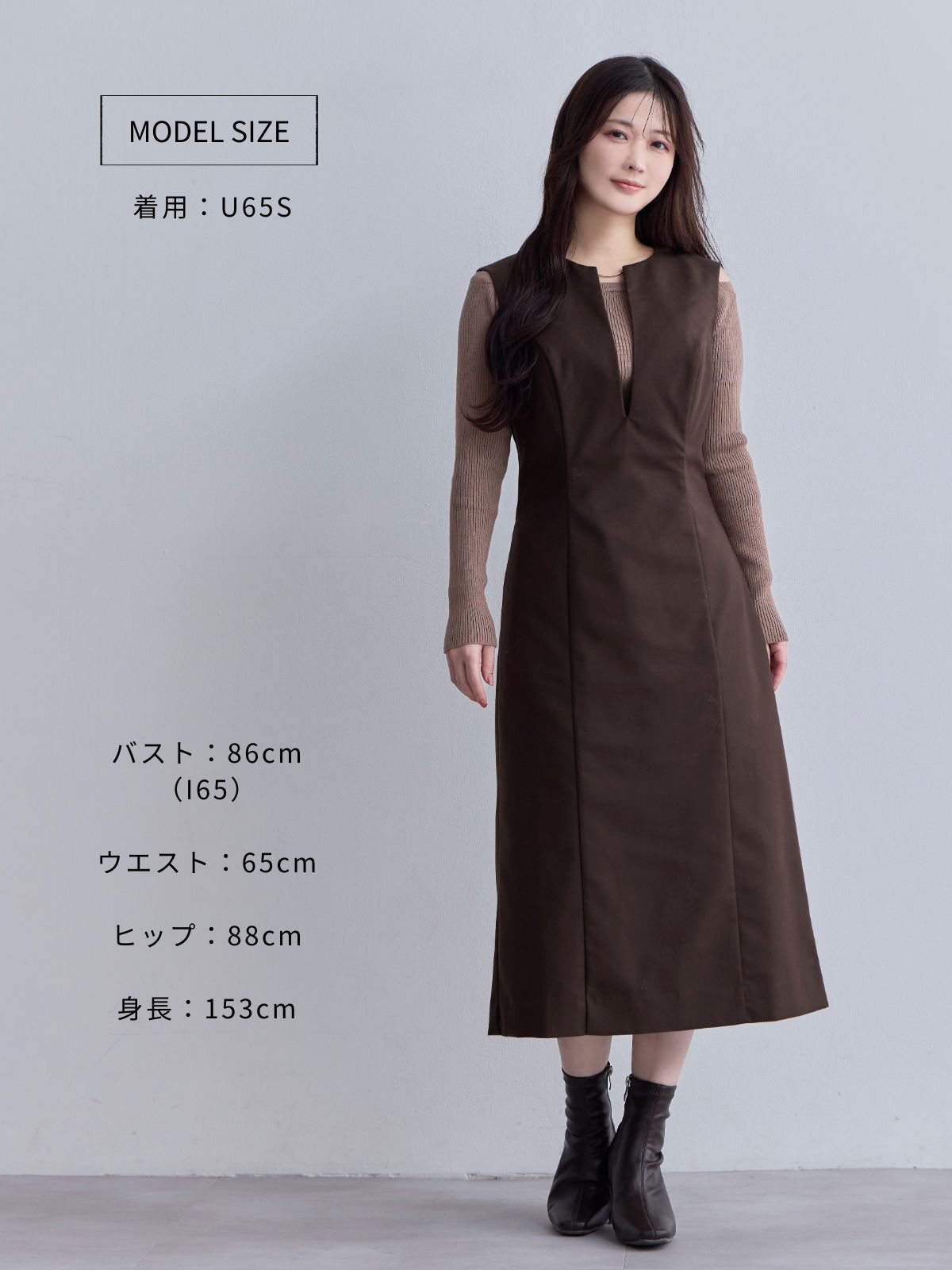 [11/6 22:00再販 期間限定 500円OFF]キーネックジャンパースカート：ブラック[102サイズ対応/Sサイズ対応]