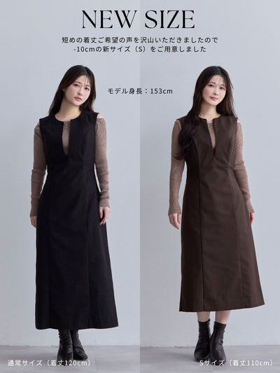 [11/6 22:00再販 期間限定 500円OFF]キーネックジャンパースカート：ブラック[102サイズ対応/Sサイズ対応]