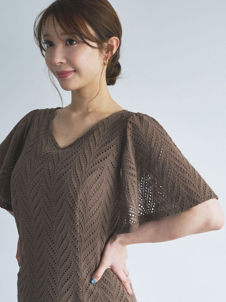 コットンレースワンピース 25SS：プラム│胸が大きな女性のため
