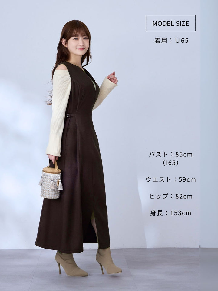 ポリニージャンパースカート：ブラック│胸が大きな女性のための
