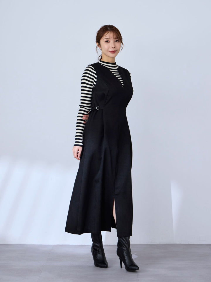 【完売品】overE オーバーイー ポリニージャンバースカートネイビー 90 ポリニージャンパースカート：サックス│胸が大きな女性のための