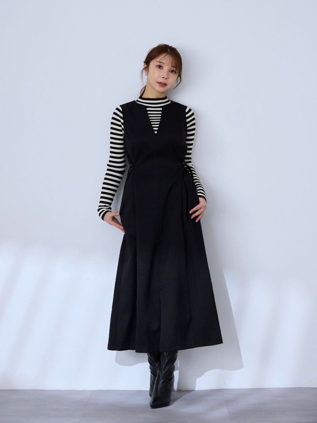 overE オーバーイー ポリニージャンパースカート：エクリュ サイズ90 ポリニージャンパースカート：エクリュ│胸が大きな女性のための