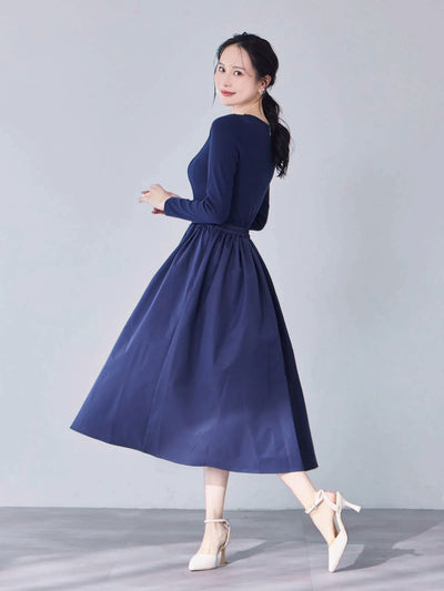 [11/13 22:00-11/17 10:00 TIME SALE 6000円OFF]カットドッキングワンピース：ネイビー