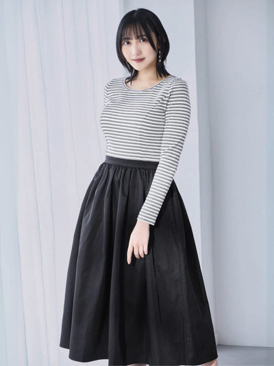 [11/13 22:00-11/17 10:00 TIME SALE 6000円OFF]カットドッキングワンピース：ブラックボーダー