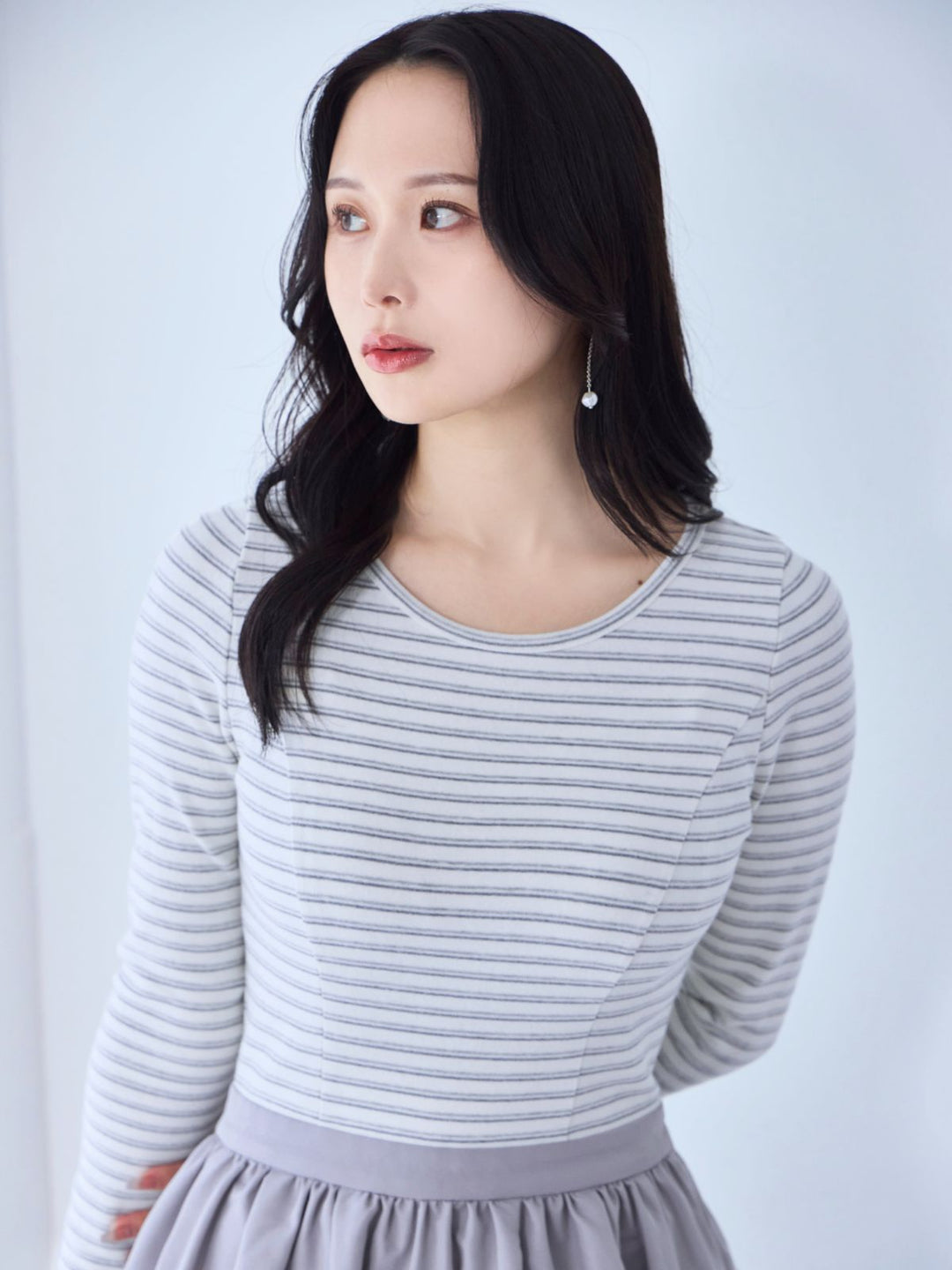 な*え様 OverE カットドッキングワンピース(グレー)90サイズ カットドッキングワンピース：グレーボーダー│胸が大きな女性のための