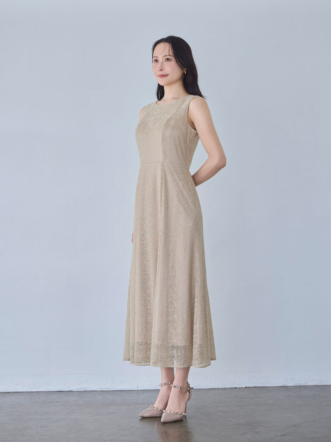 ストレッチコードレースワンピース：ブラック│胸が大きな女性のための