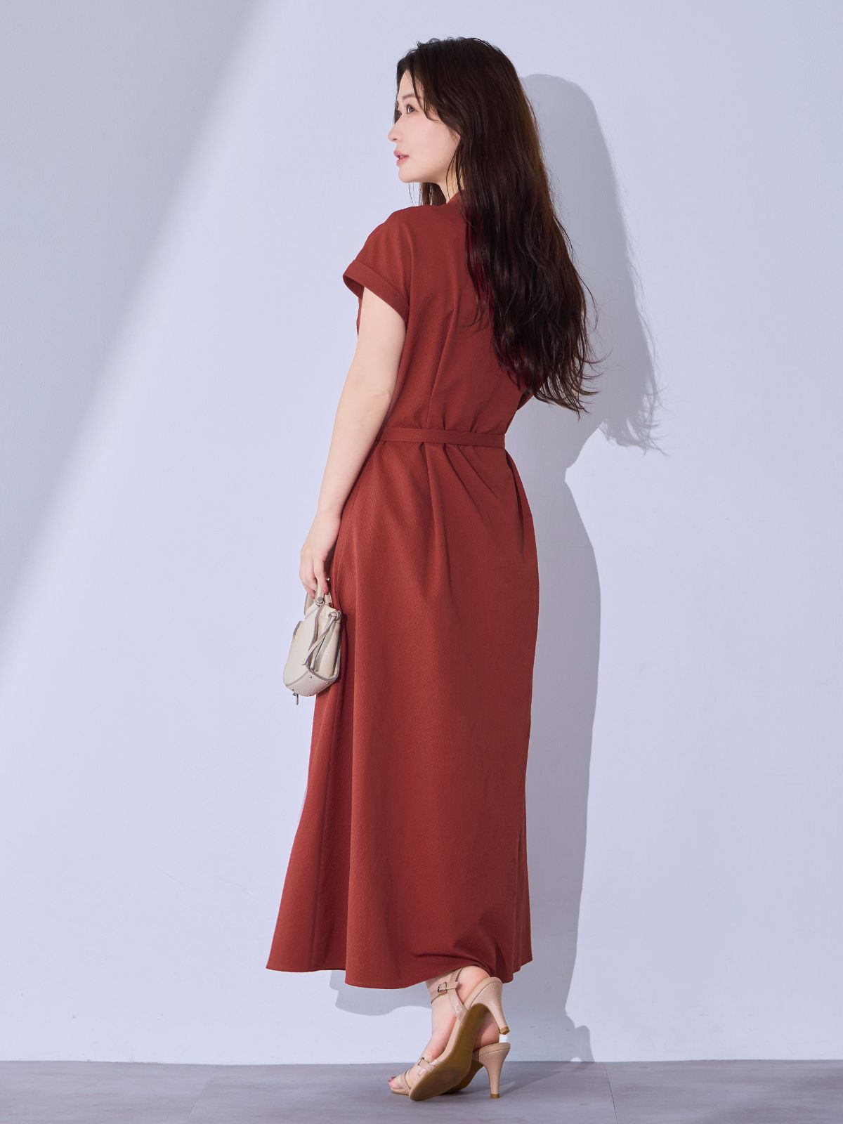 [7/24 22:00発売 期間限定 500円OFF]ドライタッチサッカーシャツワンピース：テラコッタ[102サイズ対応]