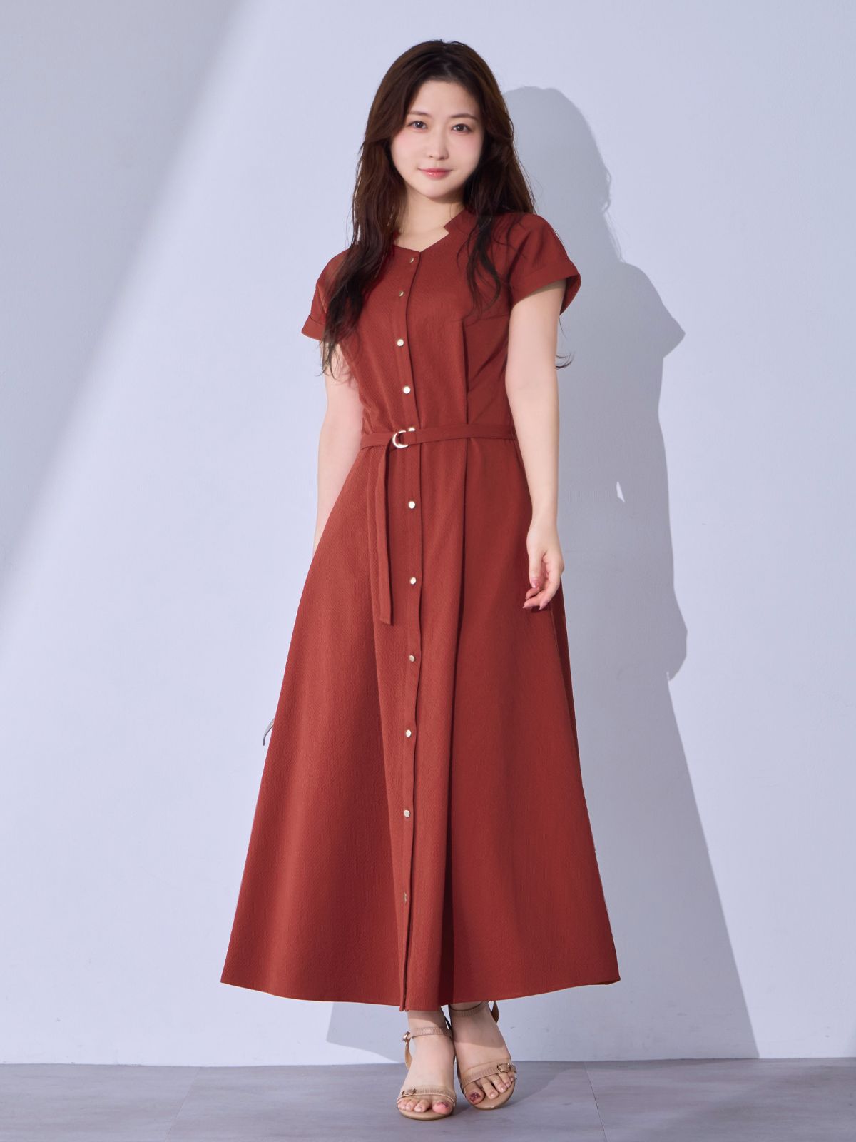 [7/24 22:00発売 期間限定 500円OFF]ドライタッチサッカーシャツワンピース：テラコッタ[102サイズ対応]