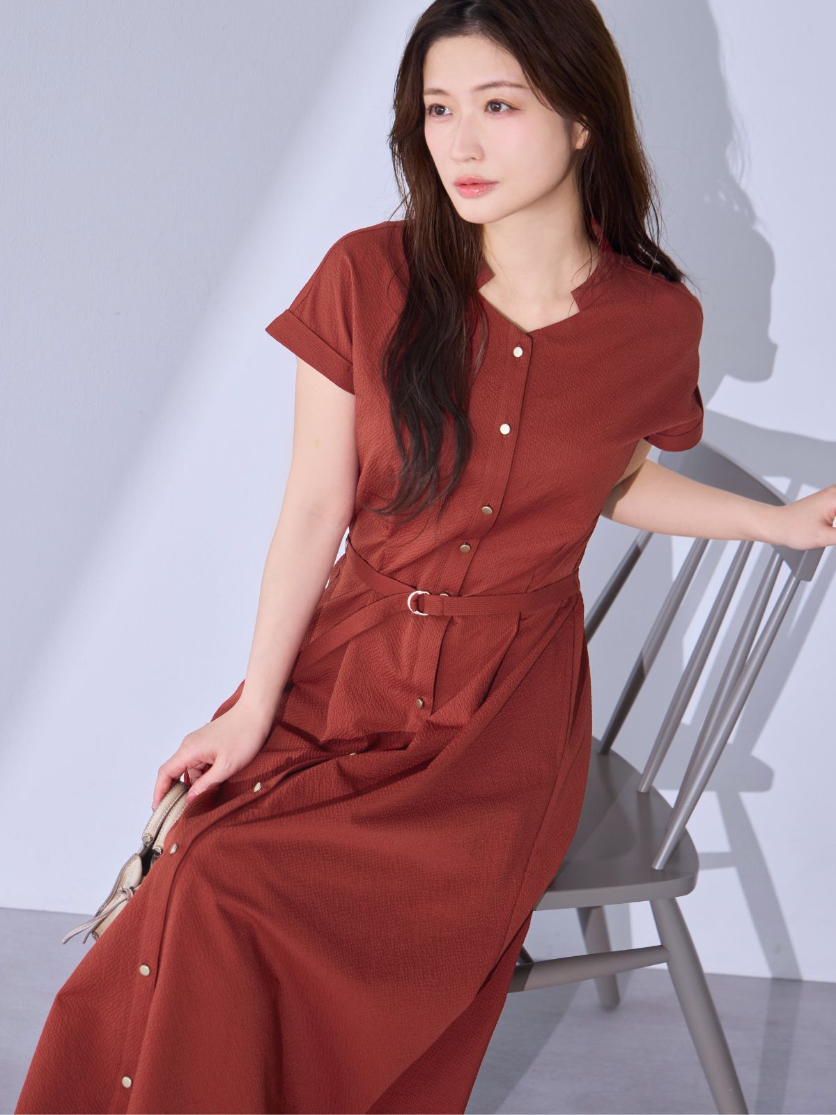 [7/24 22:00発売 期間限定 500円OFF]ドライタッチサッカーシャツワンピース：テラコッタ[102サイズ対応]