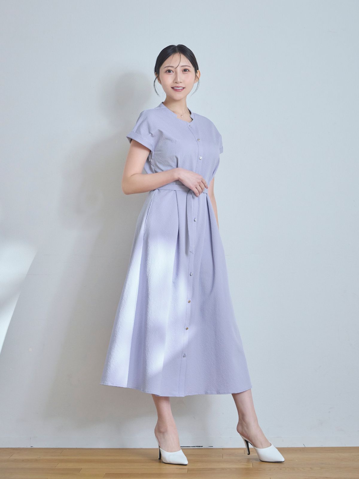 [5/1 22:00発売 期間限定 500円OFF]ドライタッチサッカーシャツワンピース：ラベンダー[102サイズ対応]