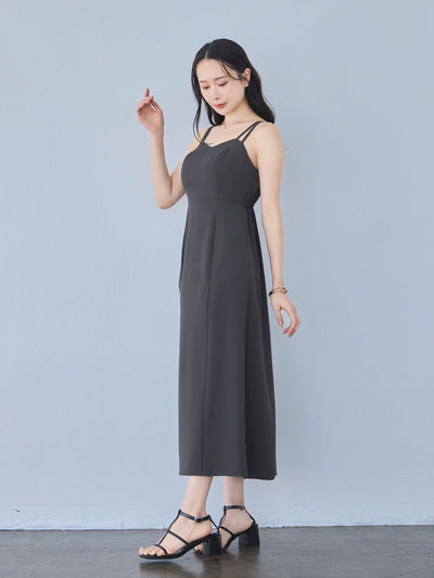 [4/24 22:00発売 期間限定 500円OFF]ダブルストラッププルオーバーキャミワンピース：ブルーチャコール[102サイズ対応/入荷次第発送]