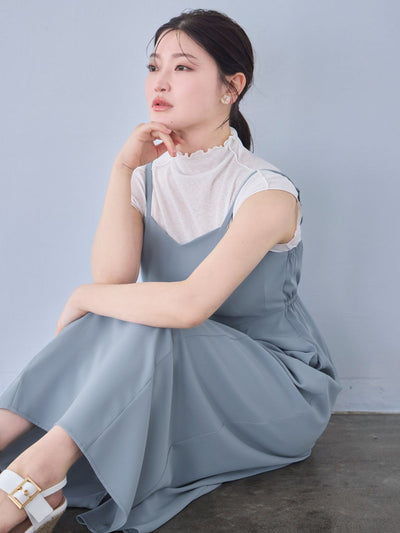 [4/24 22:00発売 期間限定 500円OFF]ダブルストラッププルオーバーキャミワンピース：スモーキーブルー[102サイズ対応/入荷次第発送]
