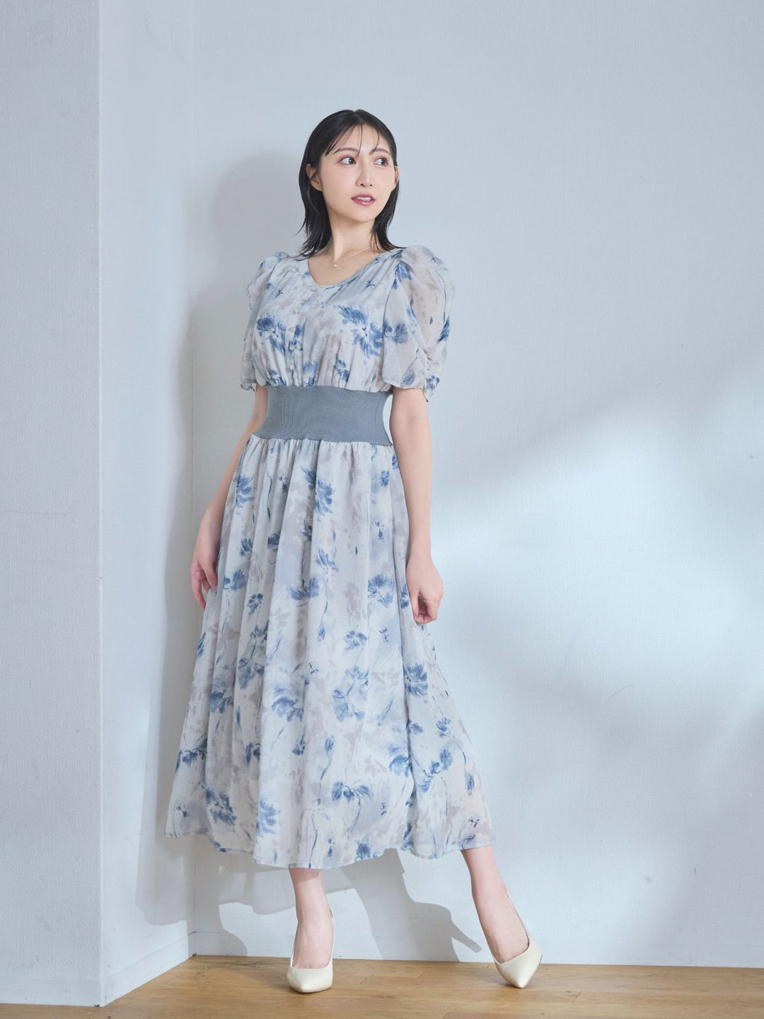 【2色】フラワーモチーフ☆ワンピース シフォン アシンメトリ op2】フラワーシフォンワンピース – ドレスショップ通販 Dress B