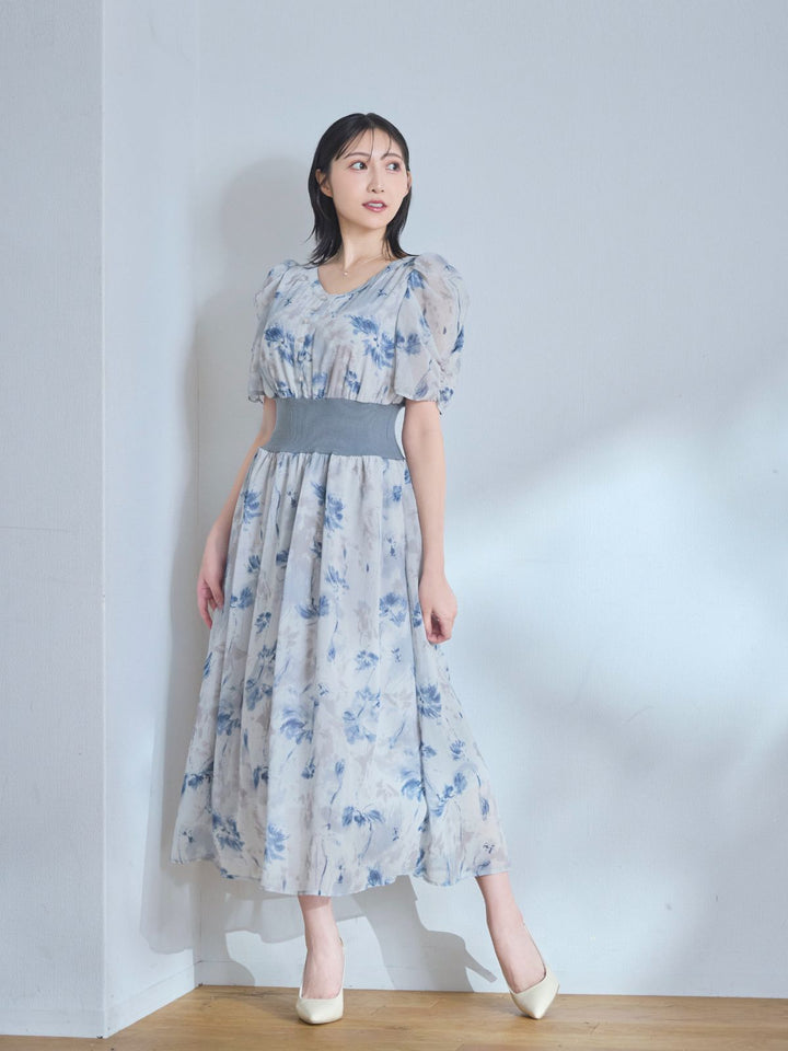 専用　　　　フォロー割】リボン♡シフォンワンピース♡ロング♡花柄♡L e1828a3bb86cc2bc6f68ebf1ba2784