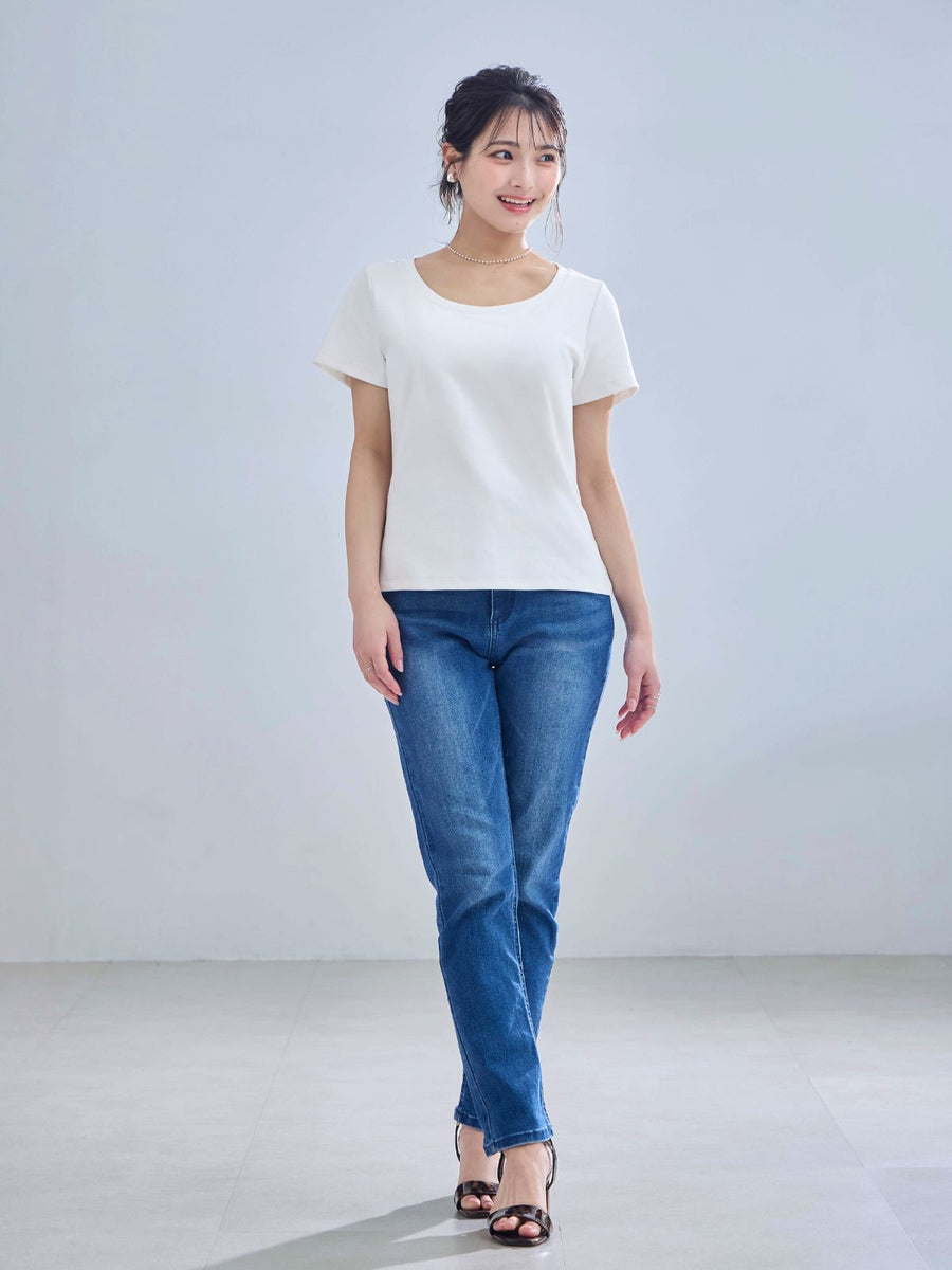 [4/30 22:00発売 期間限定 300円OFF]ベーシックラウンドネックTシャツ 26SS：ホワイト