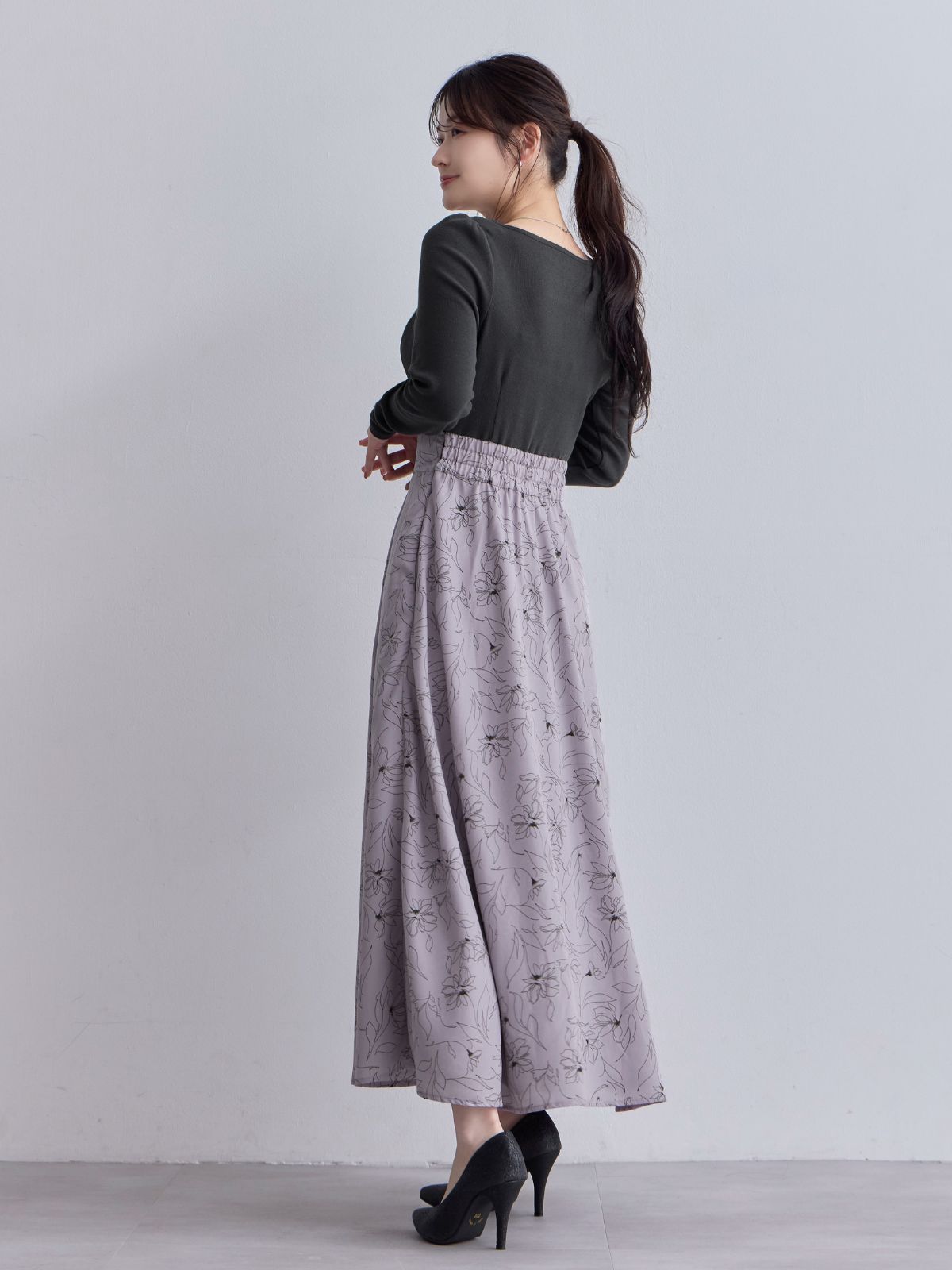 [11/13 22:00発売 期間限定 500円OFF]フラワードッキングワンピース 25AW：モーブピンク[102サイズ対応]