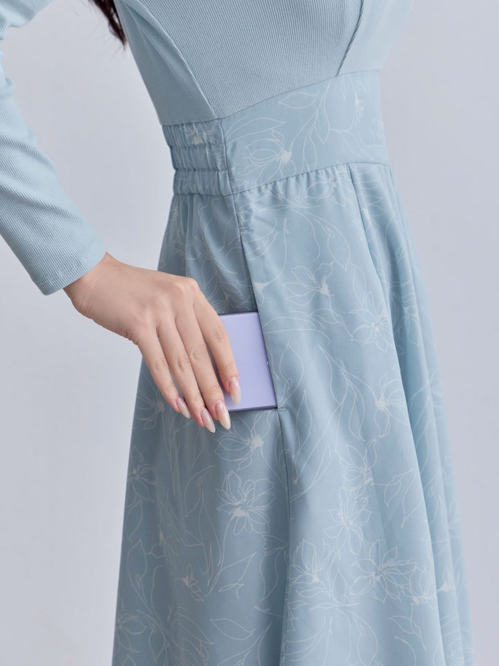 【即購入者優先】overE フラワードッキングワンピース 25AW フラワードッキングワンピース 25AW：モーブピンク│胸が大きな女性の