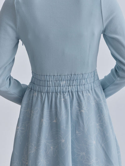 [11/13 22:00発売 期間限定 500円OFF]フラワードッキングワンピース 25AW：ペールブルー[102サイズ対応]