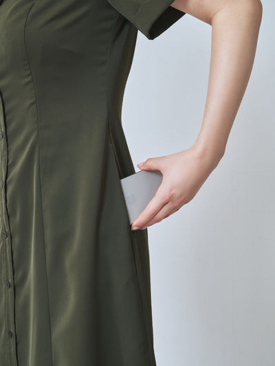[7/31 22:00発売 期間限定 500円OFF]Aラインシャツワンピース  25AW：ブラウン[102サイズ対応]