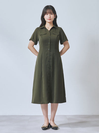 [7/31 22:00発売 期間限定 500円OFF]Aラインシャツワンピース  25AW：ブラウン[102サイズ対応]