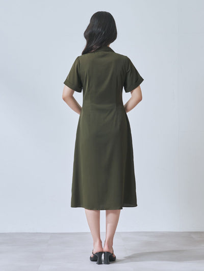 [7/31 22:00発売 期間限定 500円OFF]Aラインシャツワンピース  25AW：ブラウン[102サイズ対応]