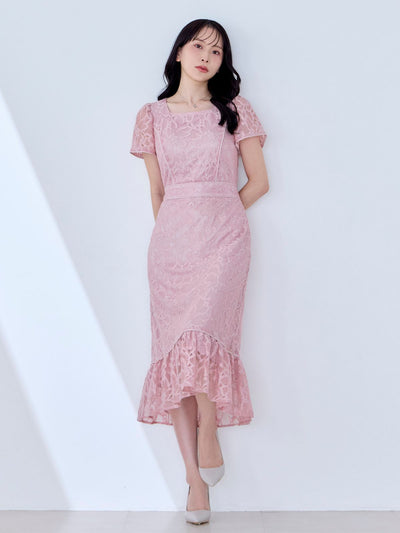 [9/11 22:00発売 期間限定 500円OFF]レースパイピングワンピース 25AW：ピンク[102サイズ対応]