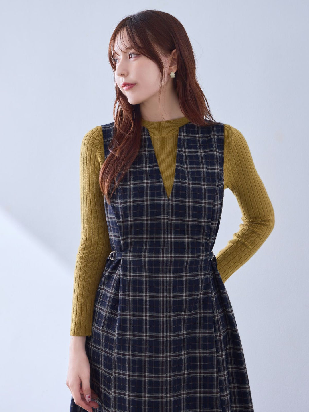 【本日限定値下】 overE ポリニージャンパースカート　ネイビーチェック　96 新品✩overE ポリニージャンパースカート 96ネイビーチェック ポリニー