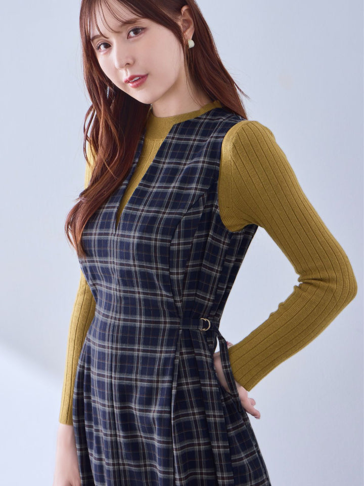 overE ポリニージャンパースカート ネイビー U65 ポリニージャンパースカート：ネイビー│胸が大きな女性のための