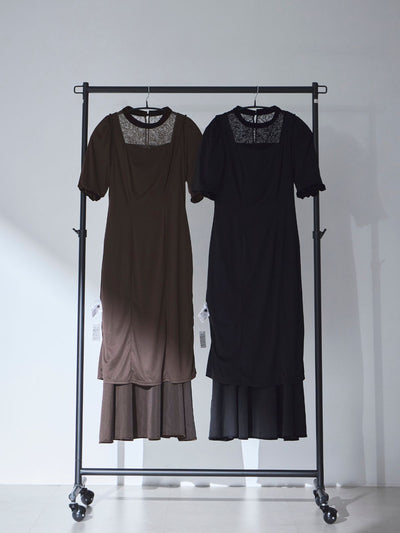 [10/9 22:00発売 期間限定 500円OFF]2wayスリーブベロアワンピース：ブラック[102サイズ対応/入荷次第発送]