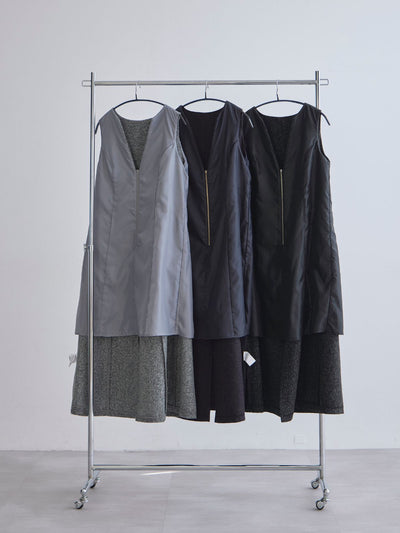 [12/4 22:00発売 期間限定 500円OFF]リニースタイルネップツイードジャンパースカート：ブラック[102サイズ対応]