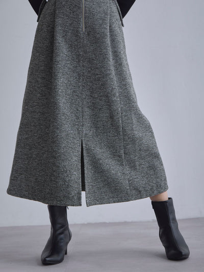 [12/4 22:00発売 期間限定 500円OFF]リニースタイルネップツイードジャンパースカート：ブラック[102サイズ対応]