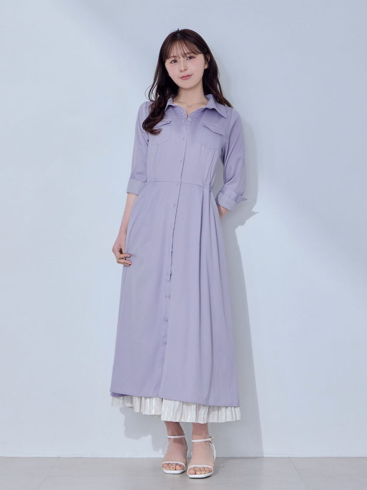 ドロストシャツワンピース 26SS：ラベンダー│胸が大きな女性のための